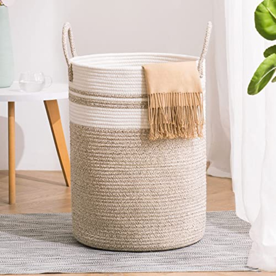 Baby Nursery Laundry Hamper - Woven Rope Laundry Hamper Basket 100L