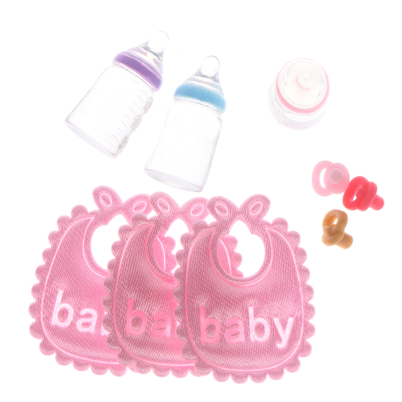 Baby Nursery Games - Miniature Baby Bottles Pacifier Bibs Set