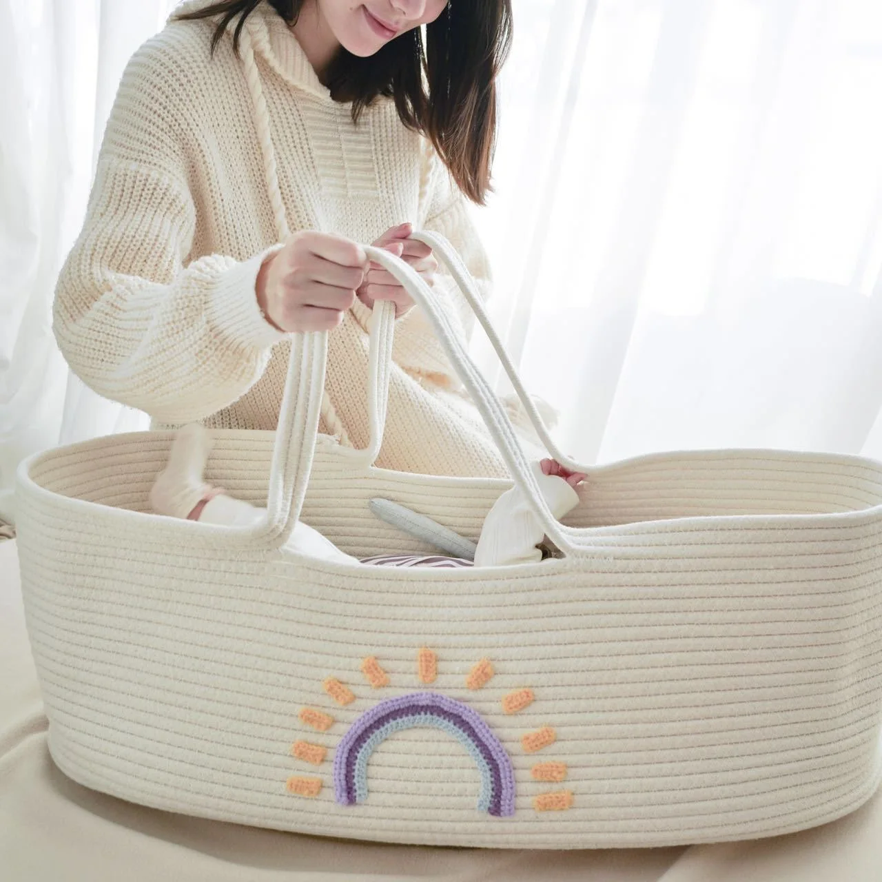 Baby Nursery Bed - Portable Baby Carrying Basket Cradle for