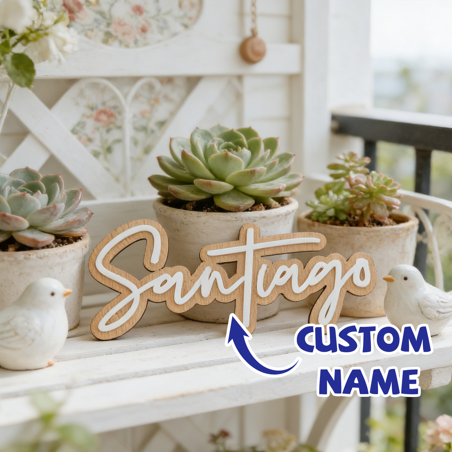 Baby Nursery Wall - 1Pc Custom Name Cute White Wooden