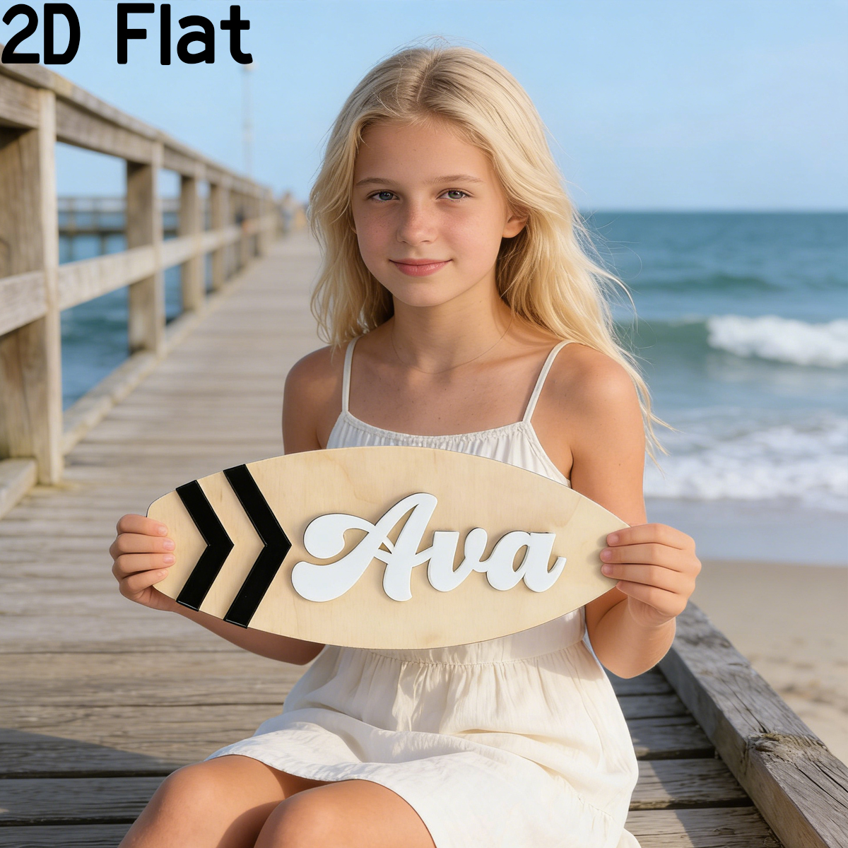 Baby Nursery Wall - 1Pc Custom Surfboard Wooden Acrylic Name