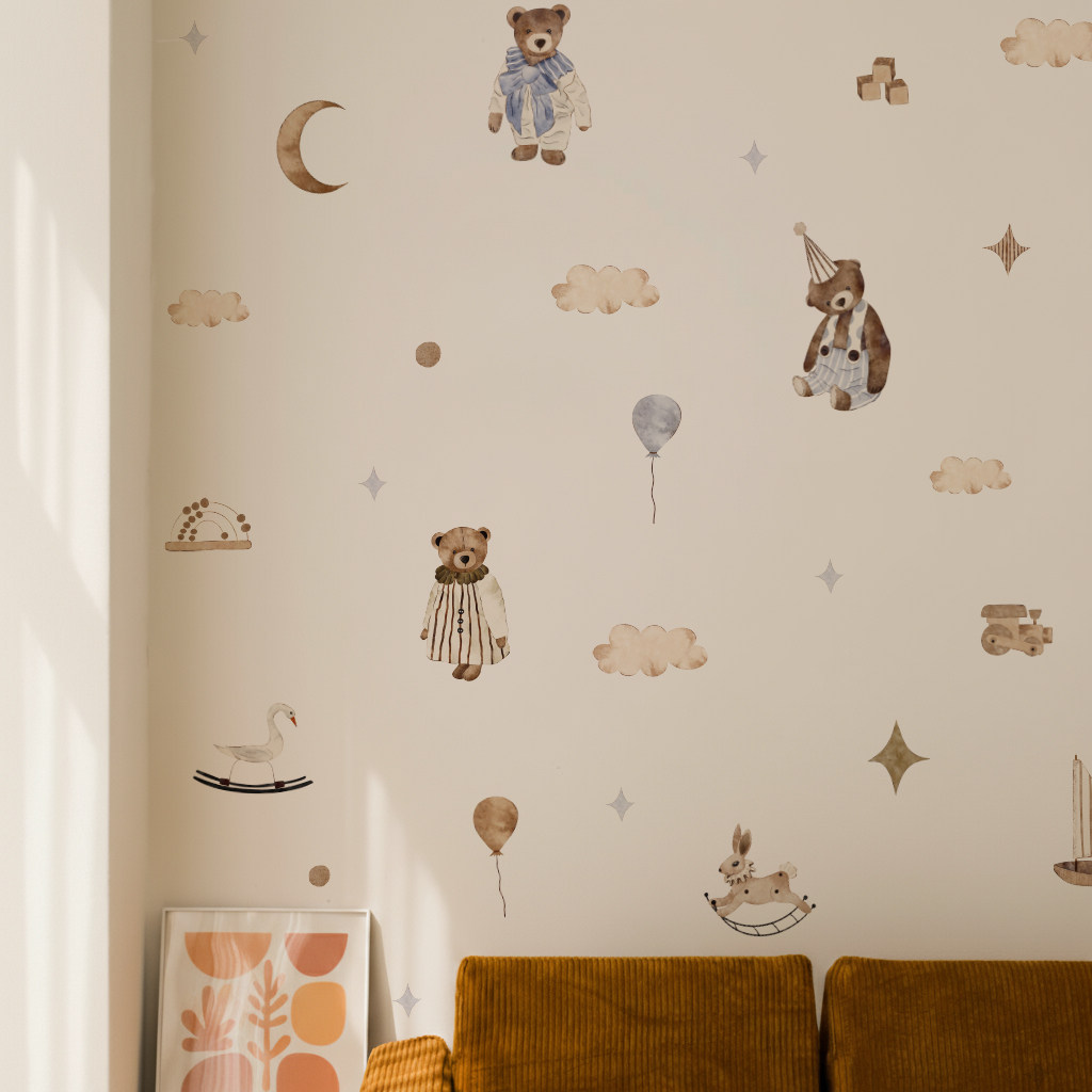 Baby Nursery Vintage - Boho Wall Stickers Vintage Cute Teddy