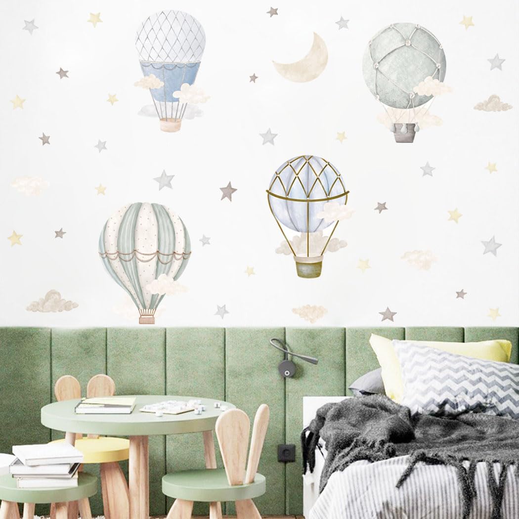 Wall Decal Nursery - Watercolor Hot Air Balloon Wall Decals,