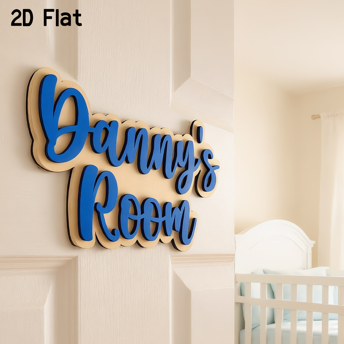 Baby Nursery Wall - 1Pc Cutom Blue Wooden Acrylic Door