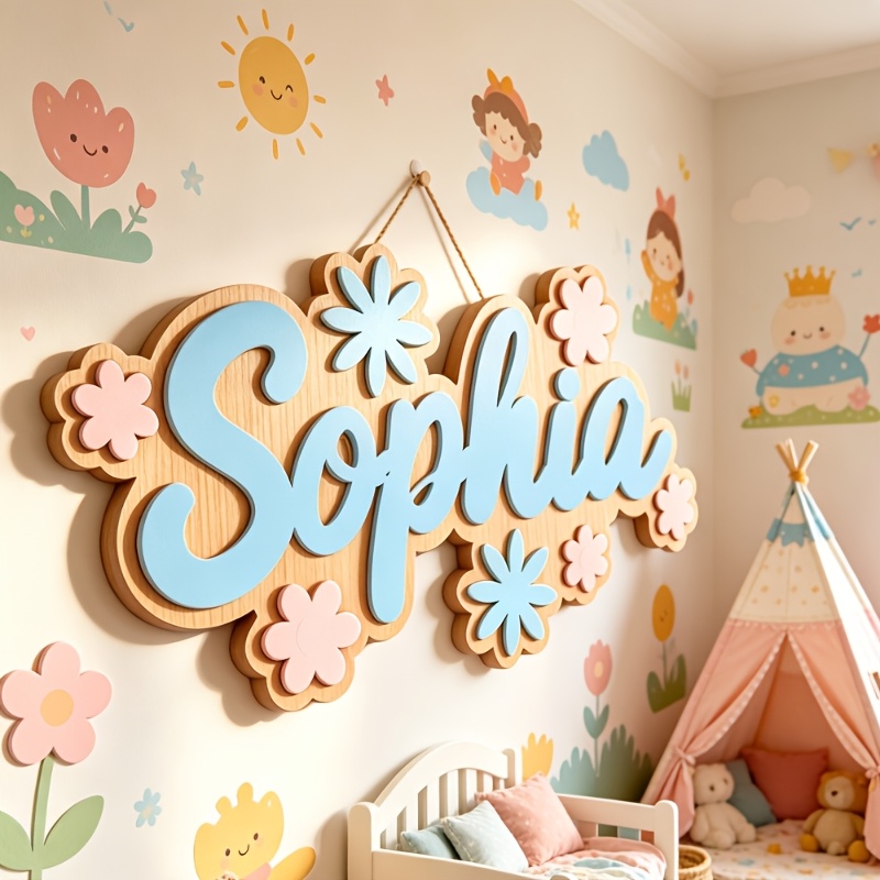 Baby Nursery Gifts - Personalized Floral Themed Name Room Sign,