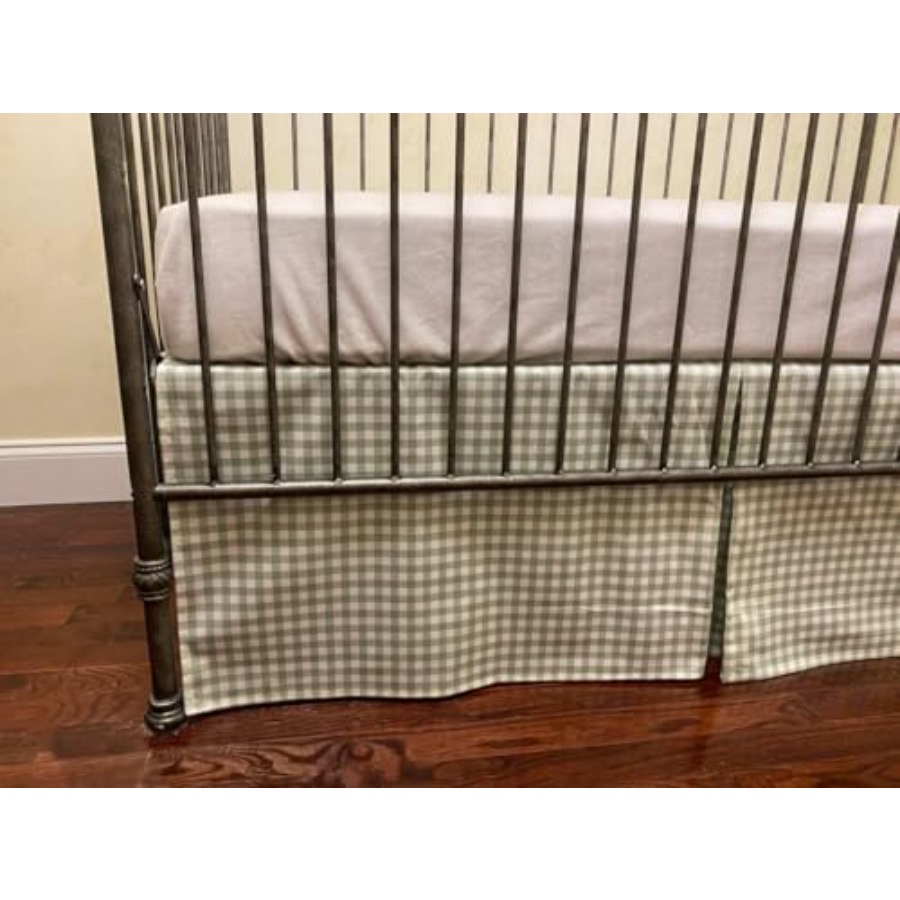 Baby Nursery Neutral - Crib Skirt Gingham Tailored Baby Boy