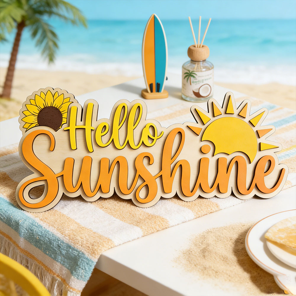 Baby Nursery Wall - Hello Sunshine 3D Wooden Sign 30cm