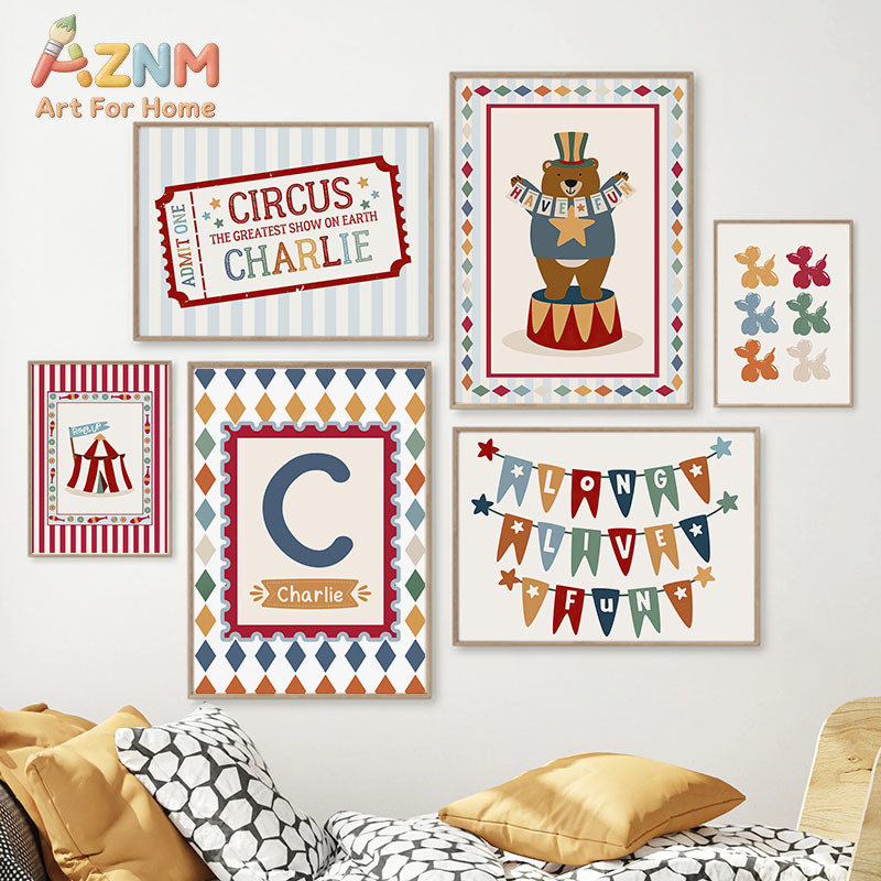 Baby Nursery Wall - Circus Bear Magician Dog Quote Nursery