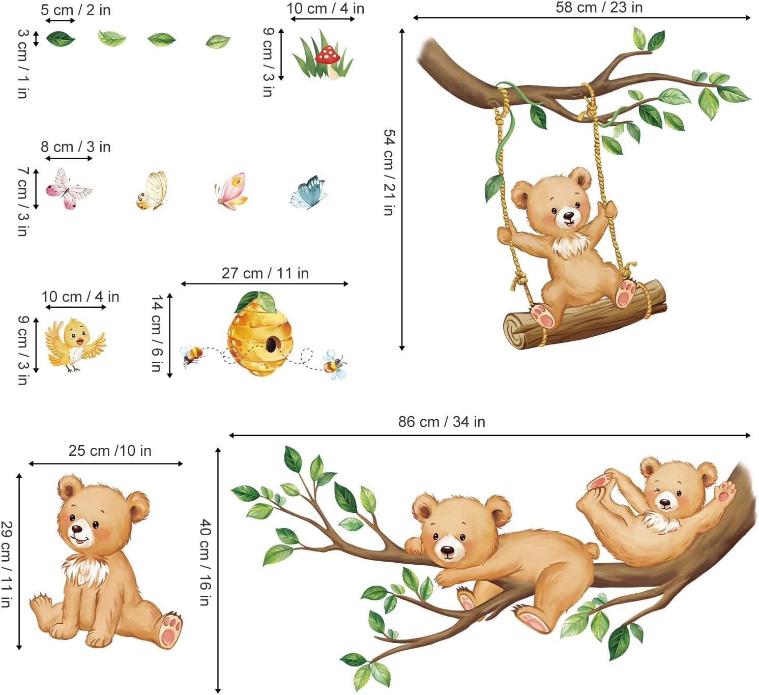 Woodland Bear Wall Decals Anim – Wall Decal Nursery recenzja i cena