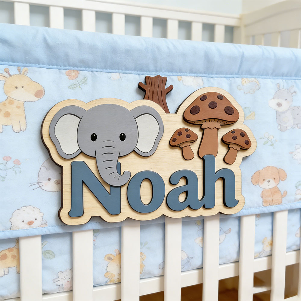Customizable Cartoon Elephant  – Baby Nursery Forest Theme recenzja i cena