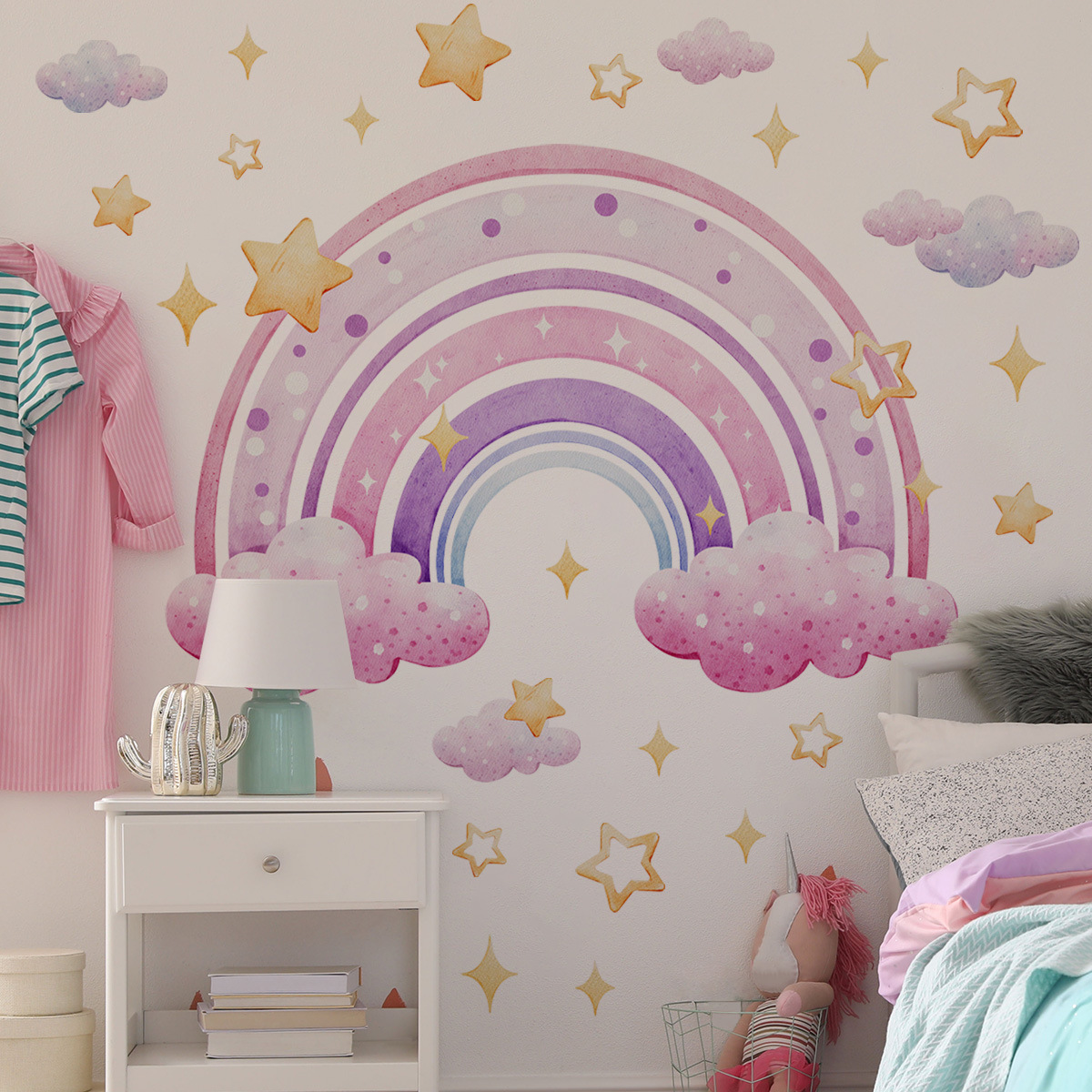 Colorful Rainbow Stars Cloud W – Wall Decal Nursery recenzja i cena