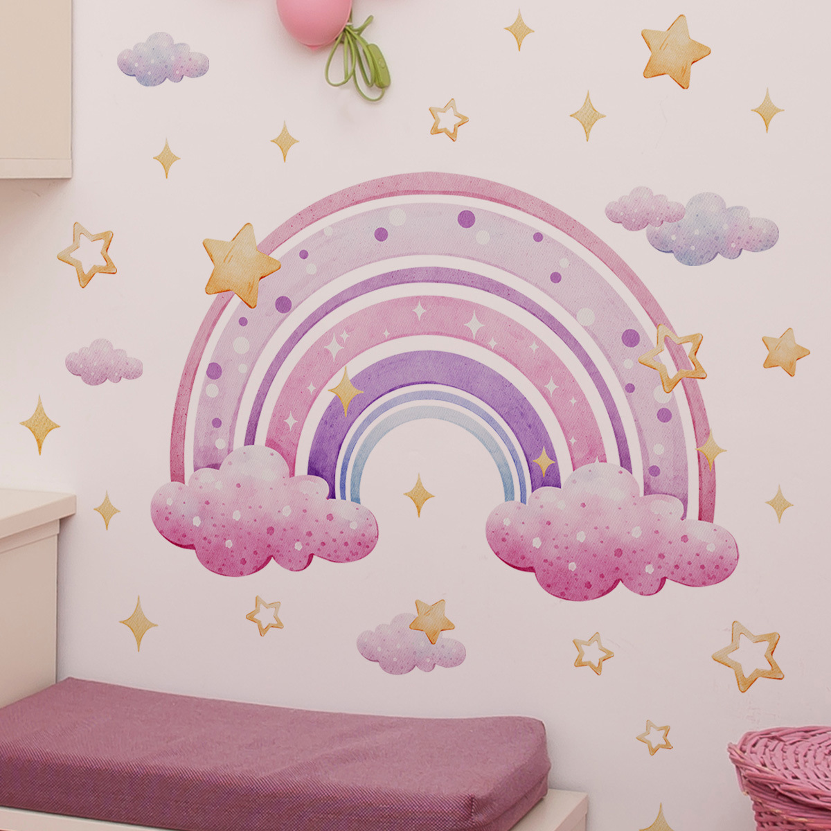 Colorful Rainbow Stars Cloud W – Wall Decal Nursery recenzja i cena