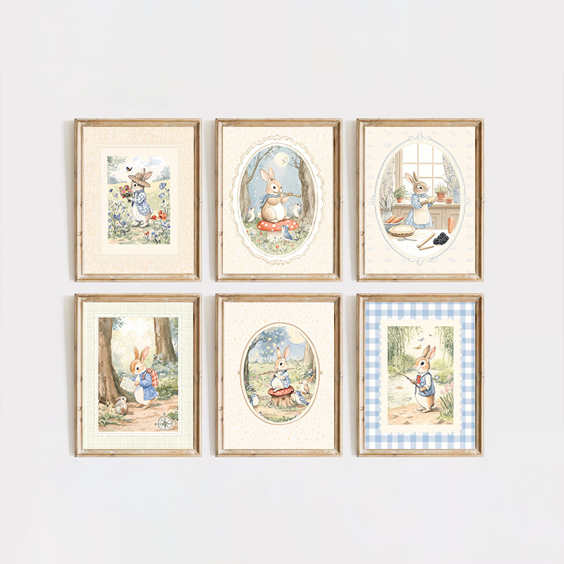Vintage Boho Blue Plaid Rabbit – Baby Nursery Vintage recenzja i cena