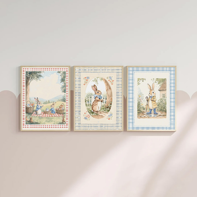 Vintage Boho Blue Plaid Rabbit – Baby Nursery Vintage recenzja i cena