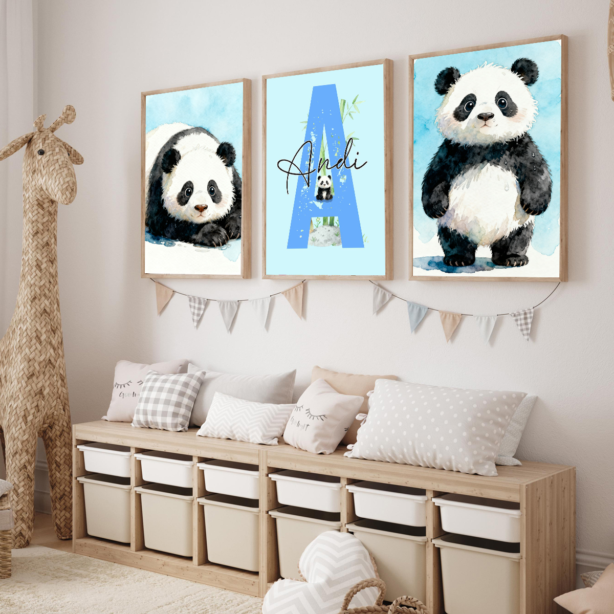 3pcs Personalized Panda Nurser – Baby Nursery Wall recenzja i cena