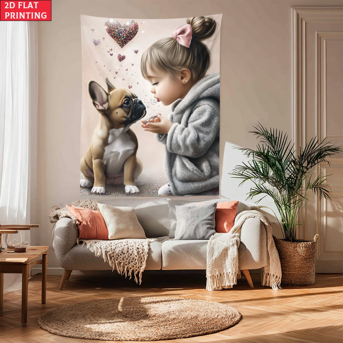 Girl with french bulldog puppy – Baby Nursery Girl Room recenzja i cena