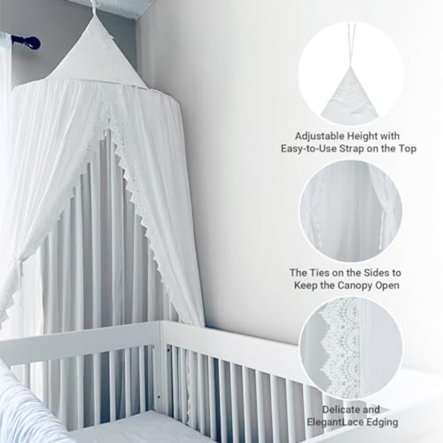 Bed Canopy with Pom Pom Hangin – Baby Nursery Games recenzja i cena