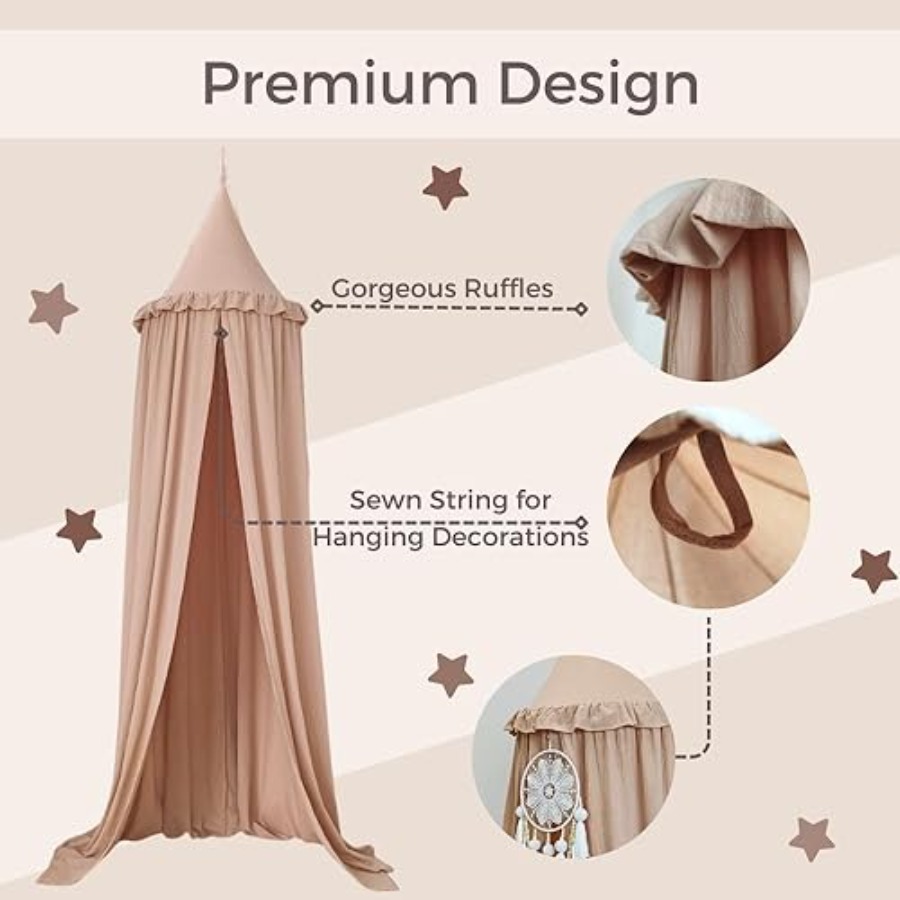 Bed Canopy with Ruffles, Paste – Baby Nursery Neutral recenzja i cena