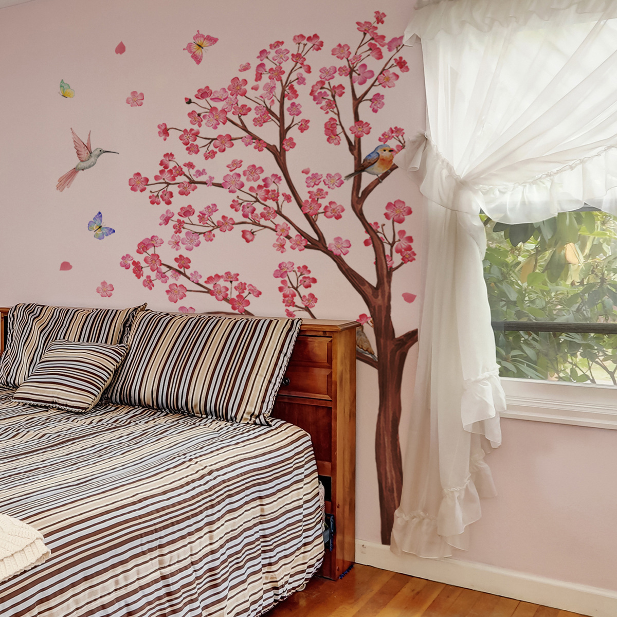 Watercolour Bird Flower Wall S – Baby Nursery Girl Room recenzja i cena