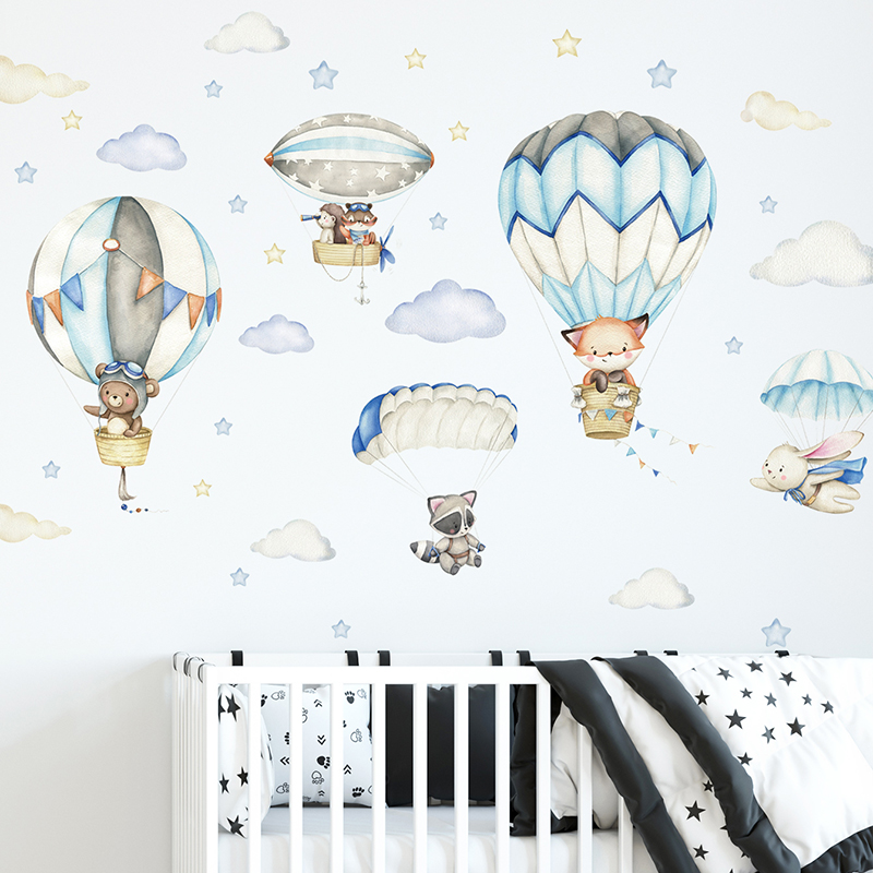 Cartoon Cute Animals Hot Air B – Baby Nursery Home recenzja i cena