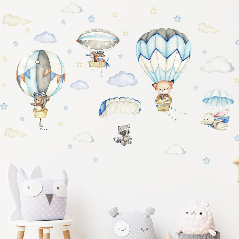Cartoon Cute Animals Hot Air B – Baby Nursery Home recenzja i cena