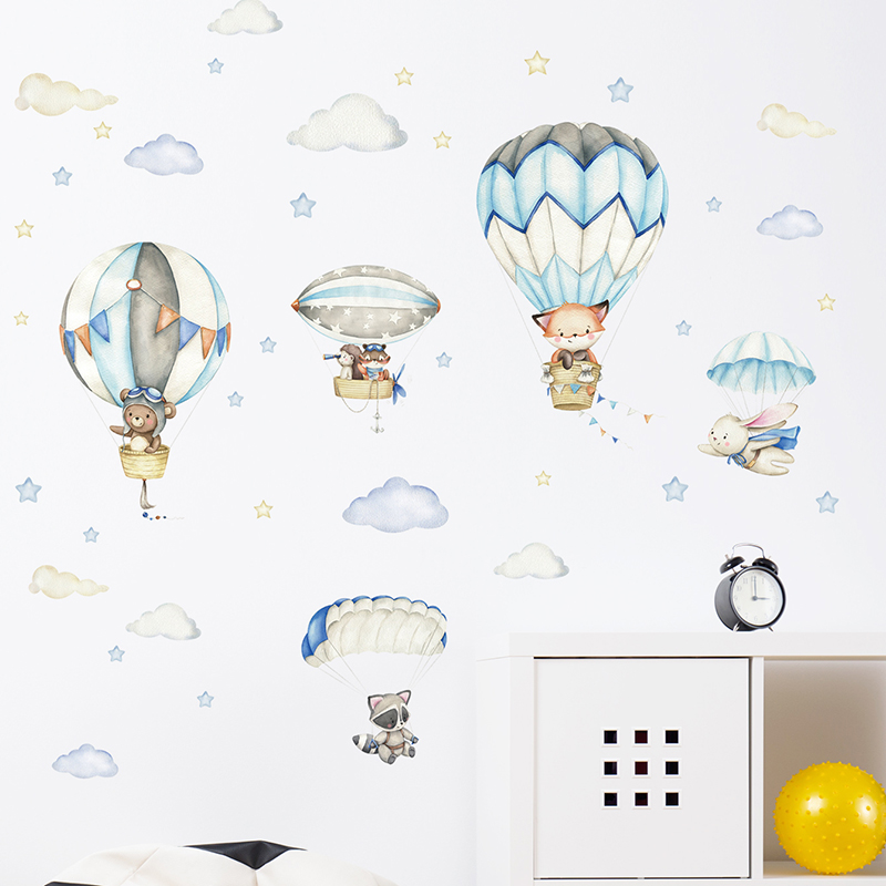 Cartoon Cute Animals Hot Air B – Baby Nursery Home recenzja i cena