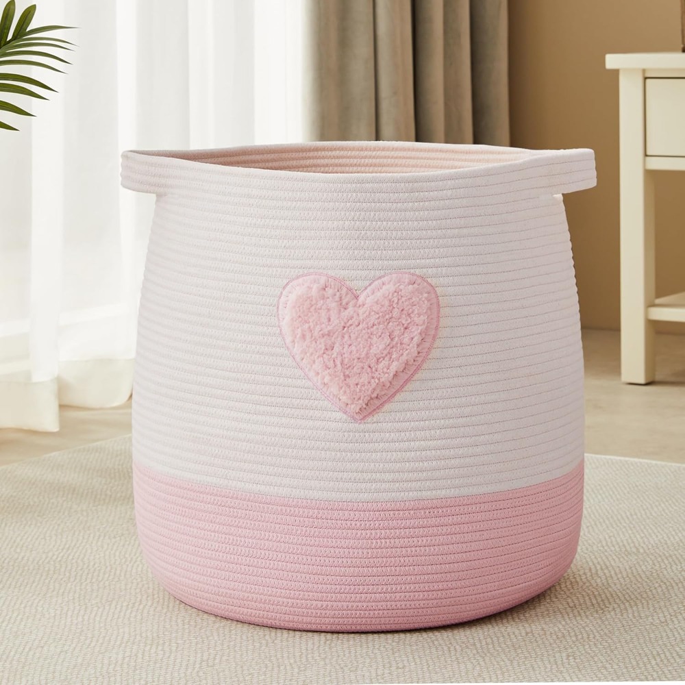 Pink Laundry Basket Hamper for – Baby Nursery Girl Room recenzja i cena