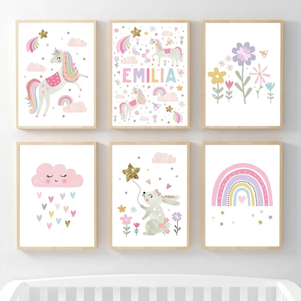 Pink Unicorn Rabbit Rainbow Cl – Baby Nursery Girl Room recenzja i cena