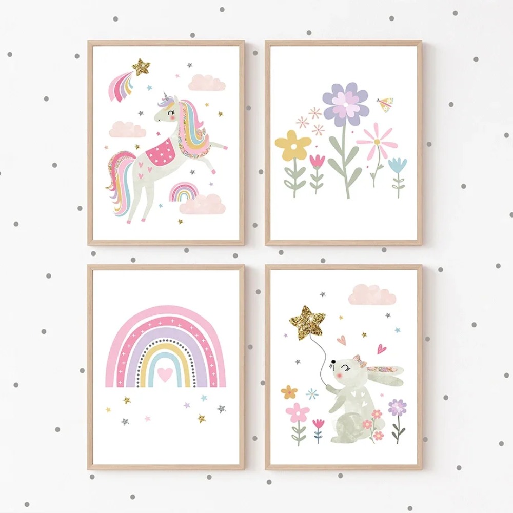 Pink Unicorn Rabbit Rainbow Cl – Baby Nursery Girl Room recenzja i cena