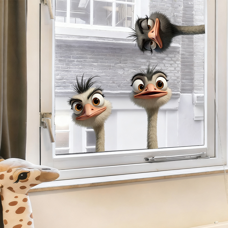 3Pcs Cartoon Ostrich Window De – Wall Decal Nursery recenzja i cena