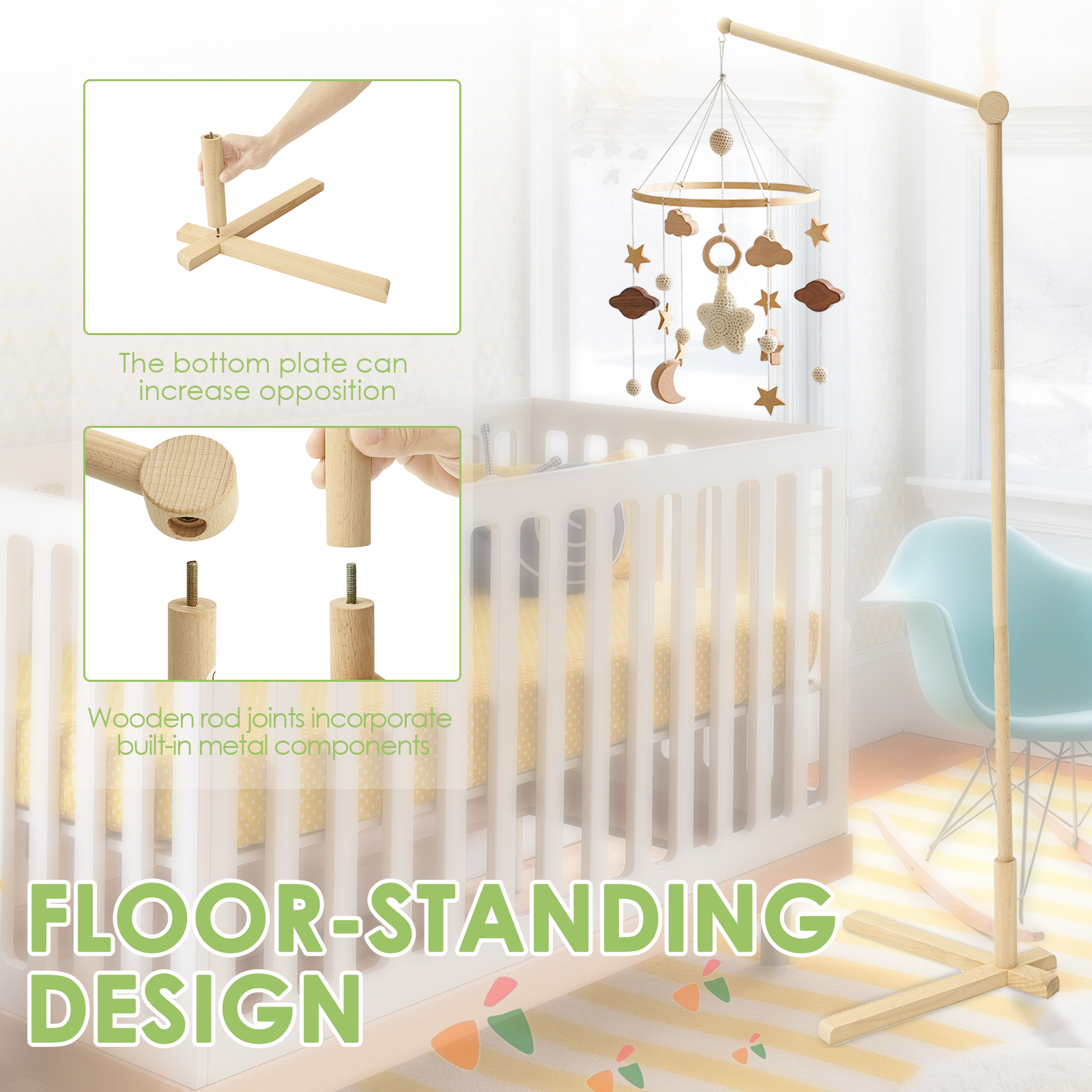 Wood Floor Standing Crib Mobil – Baby Nursery Bed recenzja i cena