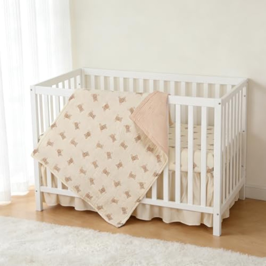 Organic Cotton Muslin Baby Cri – Baby Girl Nursery Quilt recenzja i cena