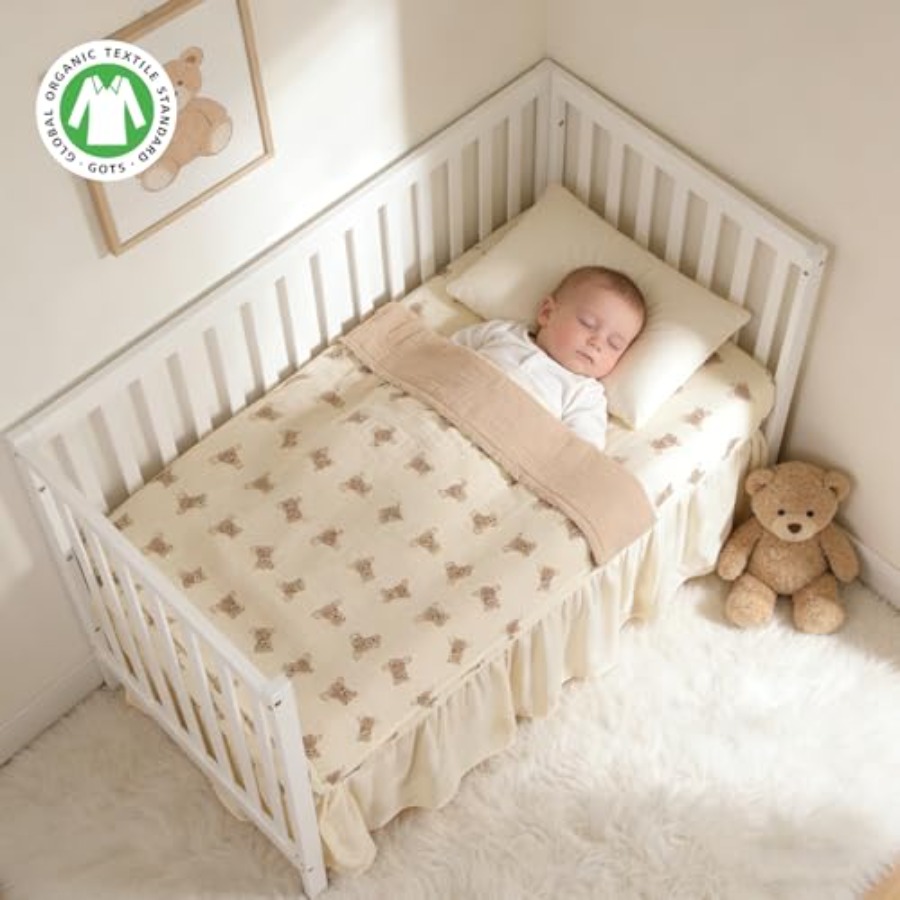 Organic Cotton Muslin Baby Cri – Baby Girl Nursery Quilt recenzja i cena