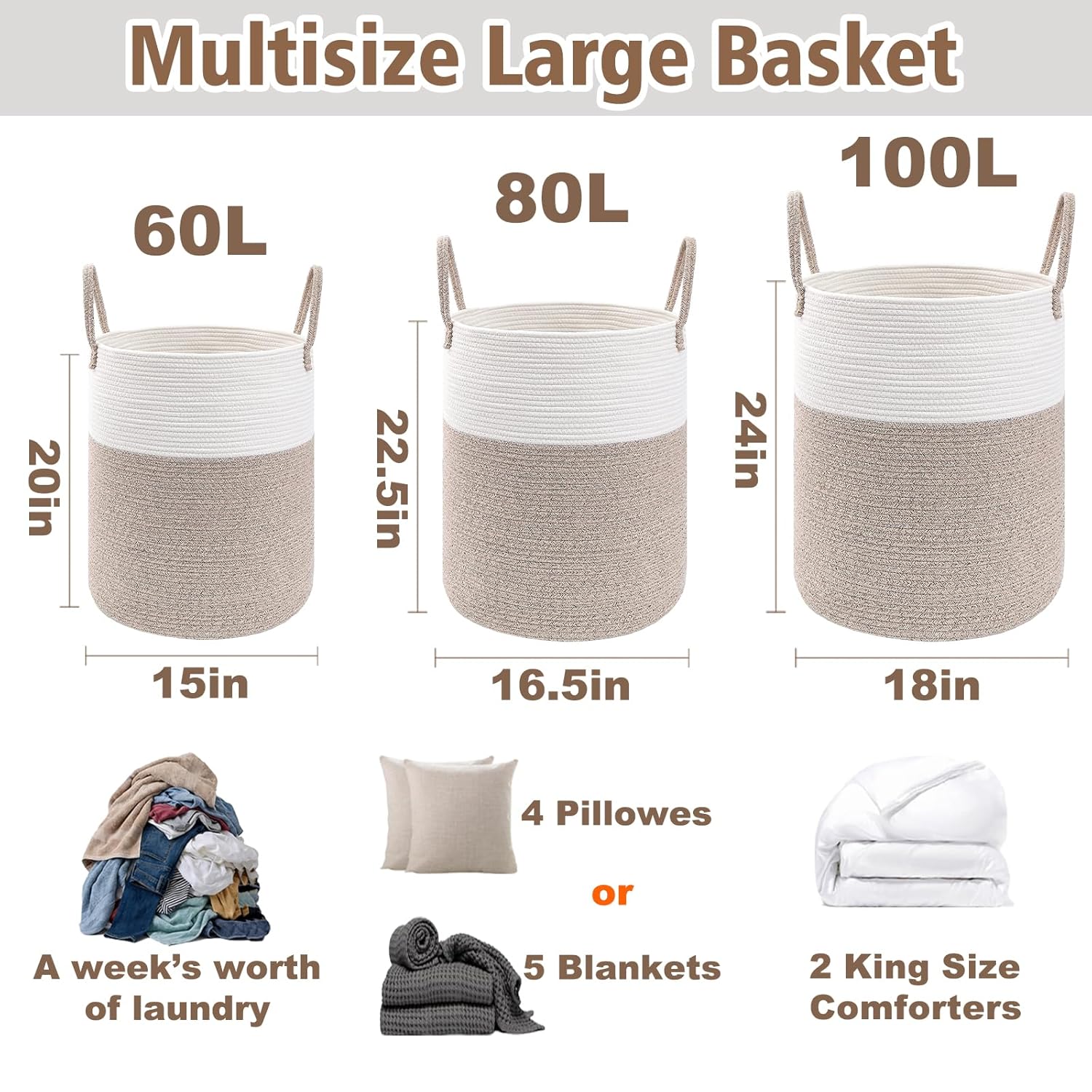 Large 60L Cotton Rope Woven La – Baby Nursery Laundry Hamper recenzja i cena