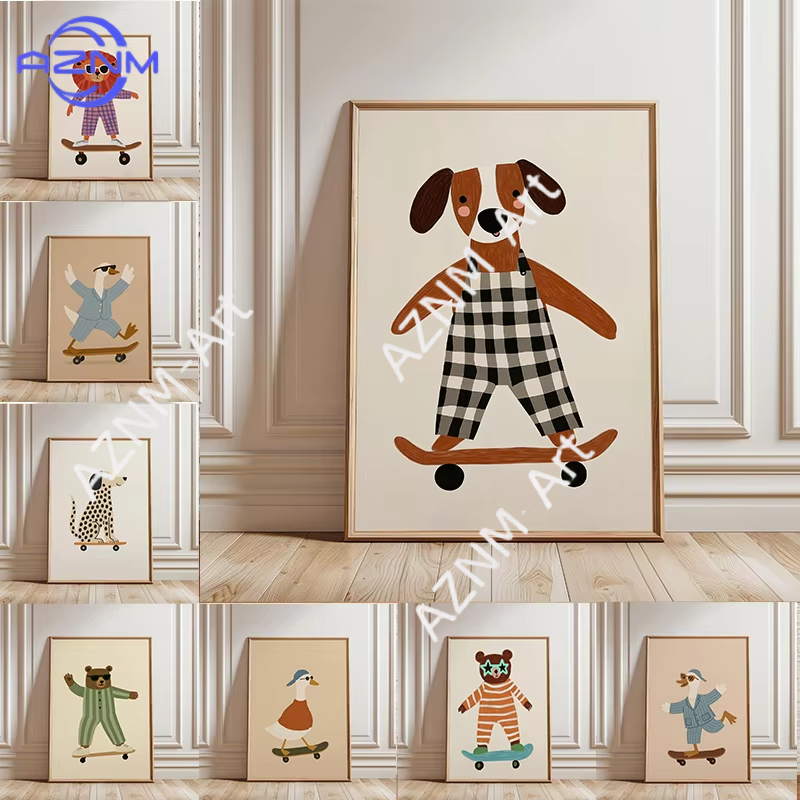 1PC Funny Animal Skateboarding – Baby Nursery Home recenzja i cena