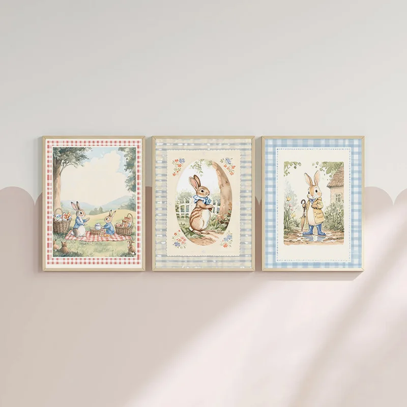 Vintage Boho Blue Plaid Rabbit – Baby Nursery Vintage recenzja i cena