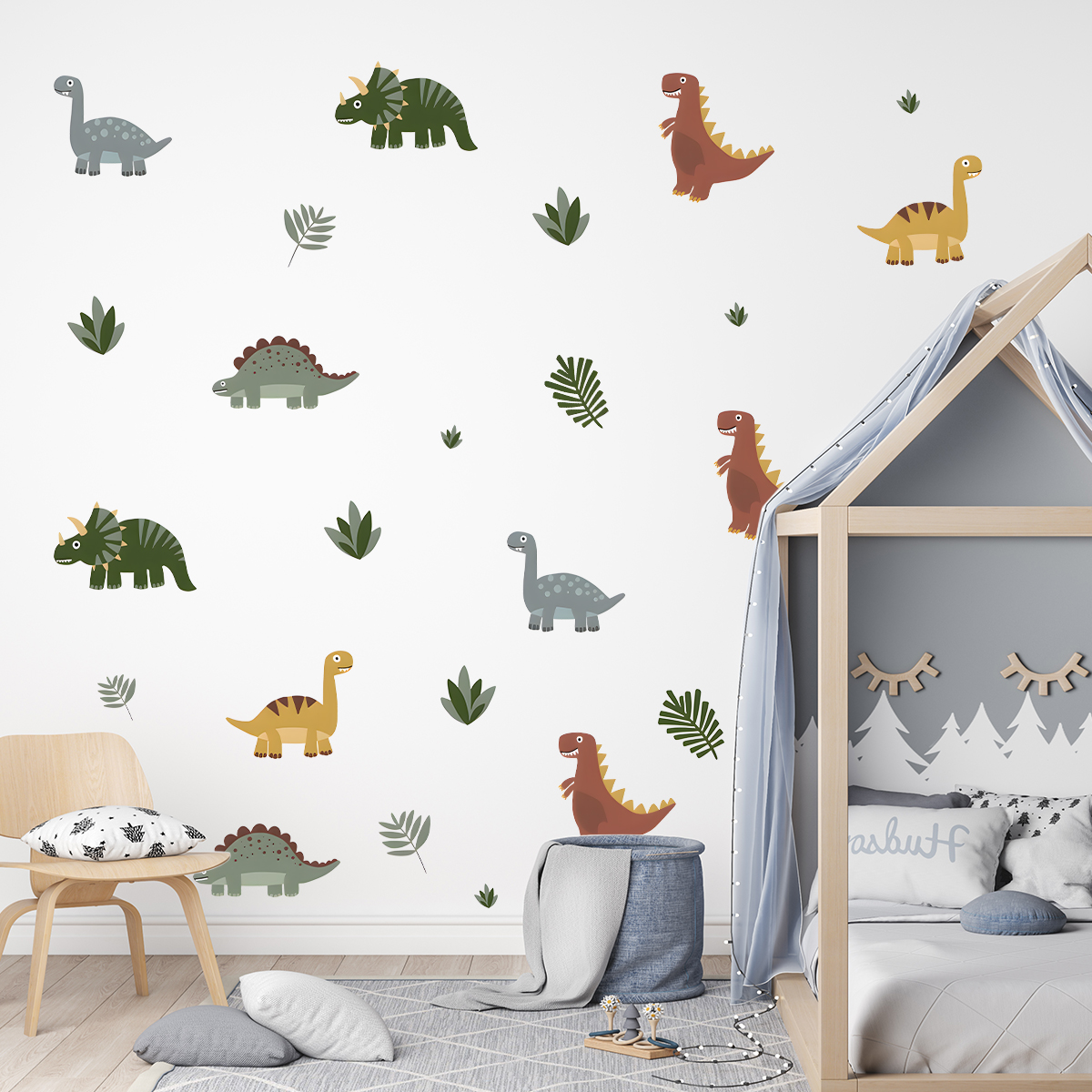 Cartoon Cute Dinosaur Leaf Ani – Wall Decal Nursery recenzja i cena