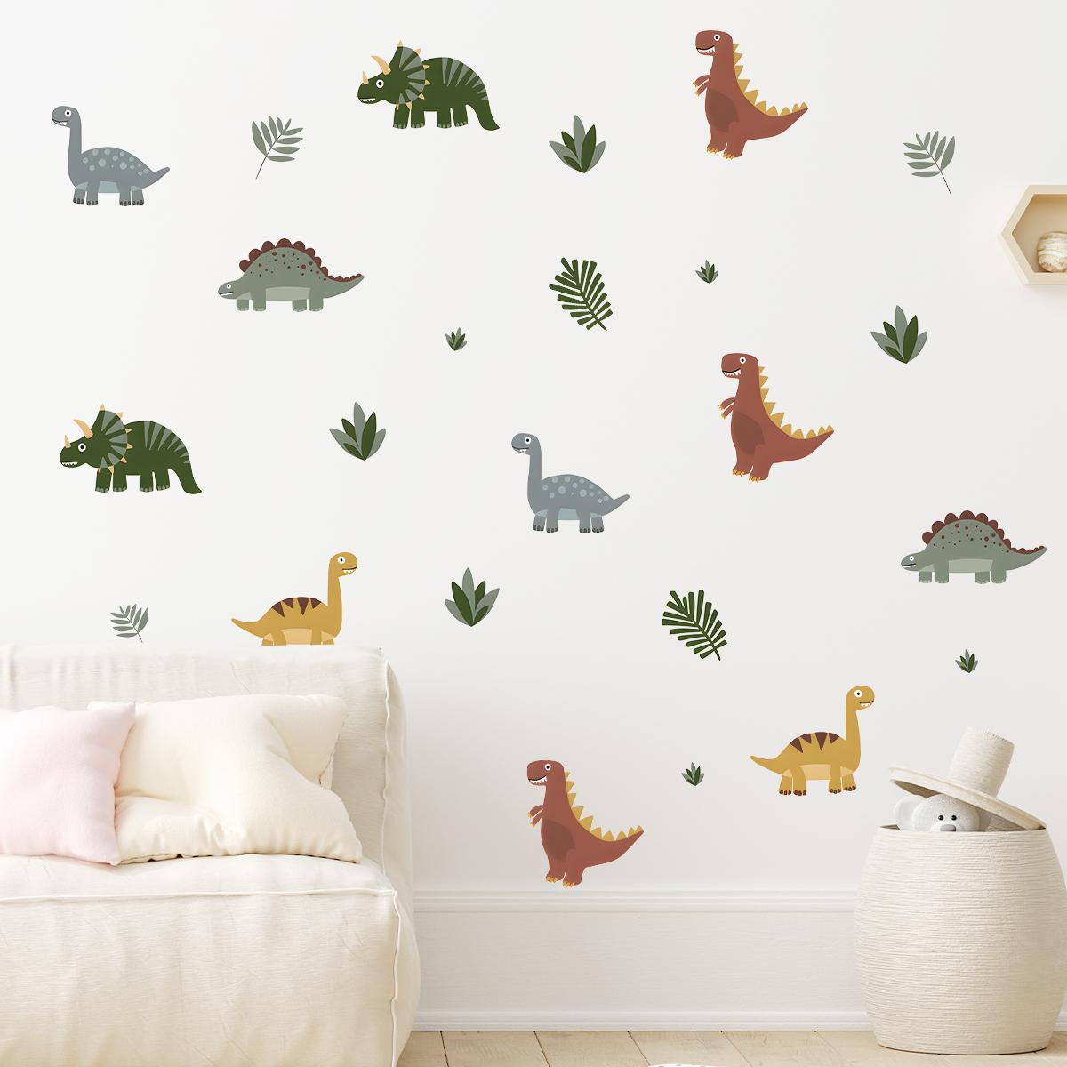 Cartoon Cute Dinosaur Leaf Ani – Wall Decal Nursery recenzja i cena