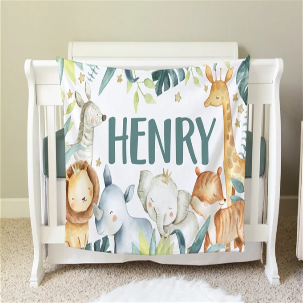 Safari Blanket, Personalized B – Baby Nursery In Hospital recenzja i cena