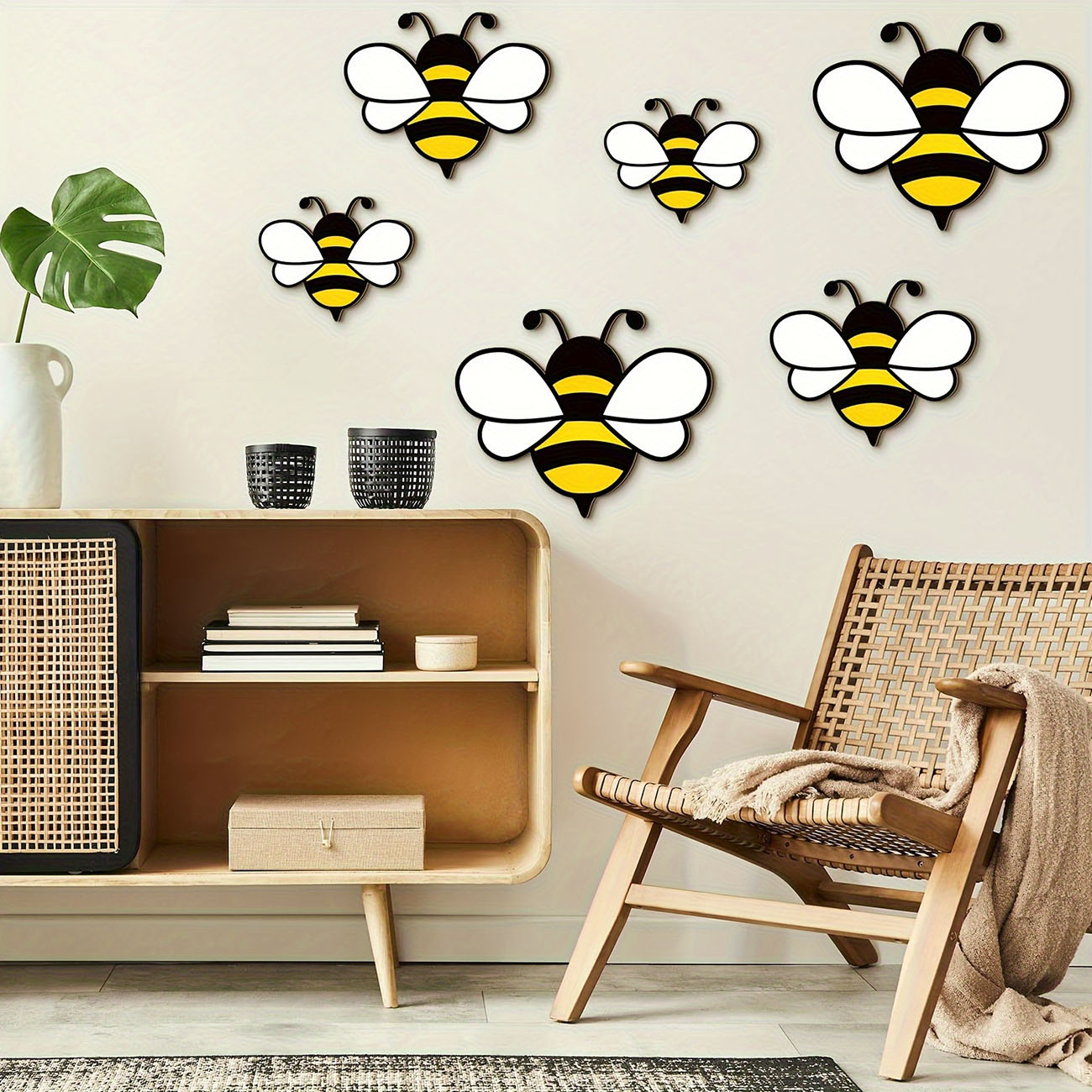 6Pcs Cute Bee Wooden Wall Stic – Wall Decal Nursery recenzja i cena