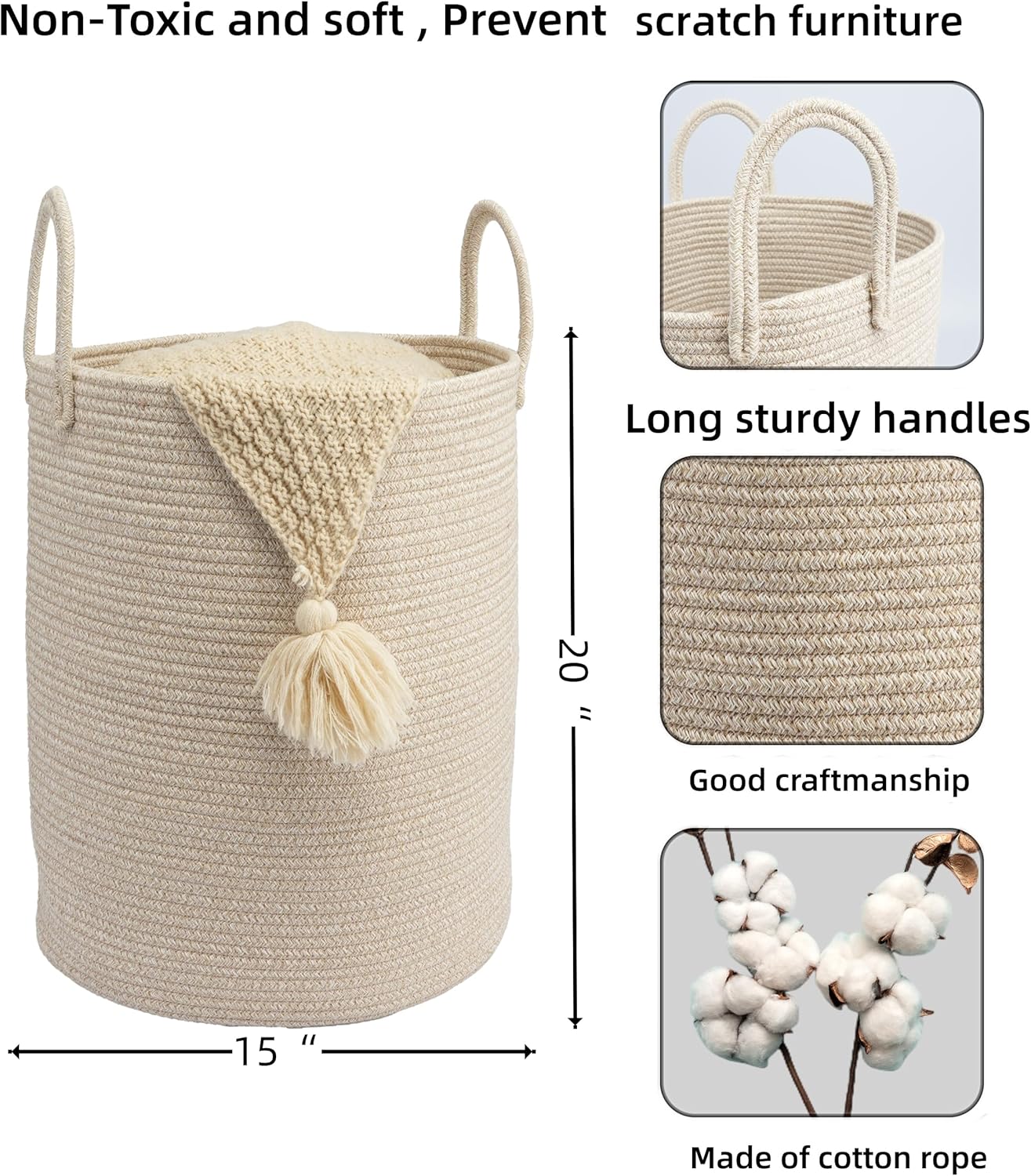 Woven Cotton Rope Laundry bask – Baby Nursery Laundry Hamper recenzja i cena