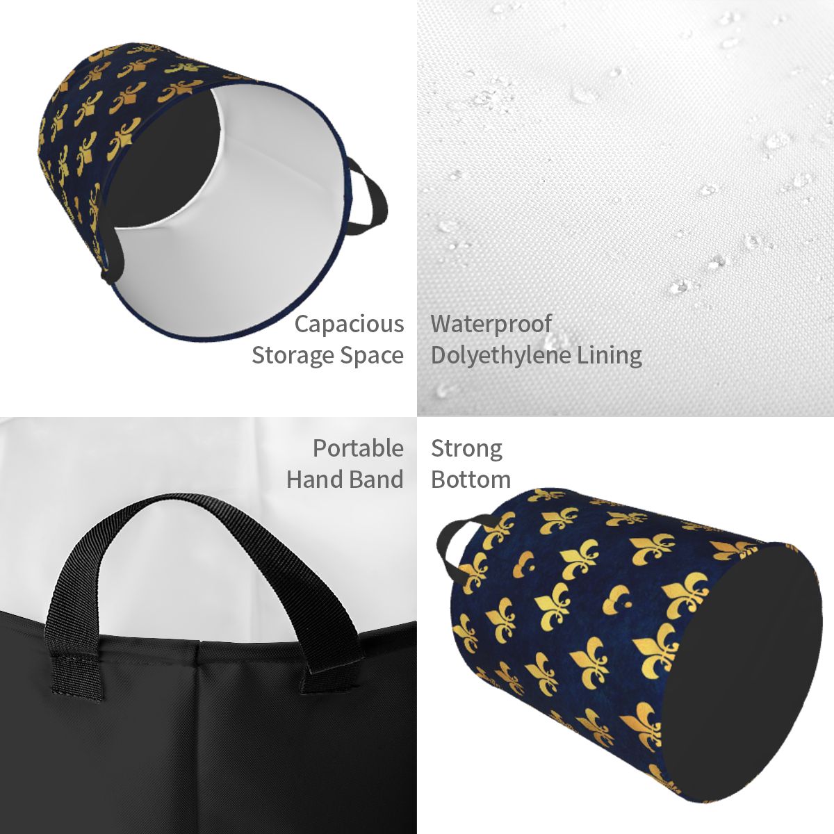 Royal Gold Blue Grunge Fleur D – Baby Nursery Laundry Hamper recenzja i cena