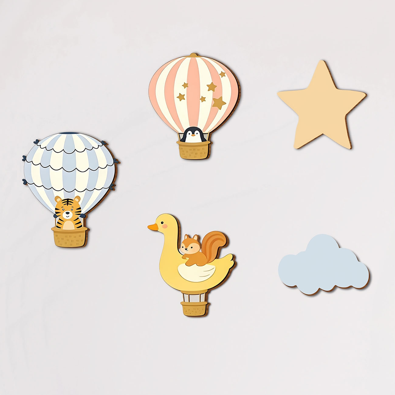 5Pcs Animal Hot Air Balloon Wo – Wall Decal Nursery recenzja i cena