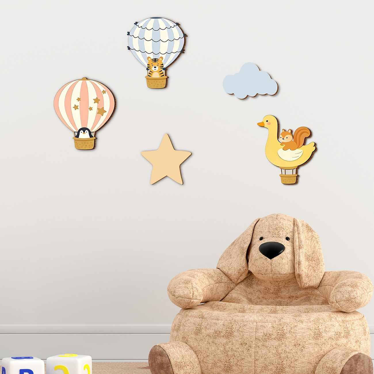 5Pcs Animal Hot Air Balloon Wo – Wall Decal Nursery recenzja i cena